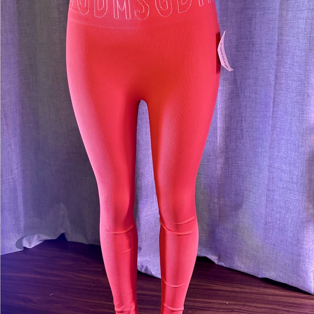 Misgsguided+ Recycled Seamless Leggings Neon MSGD Waitsband NWT